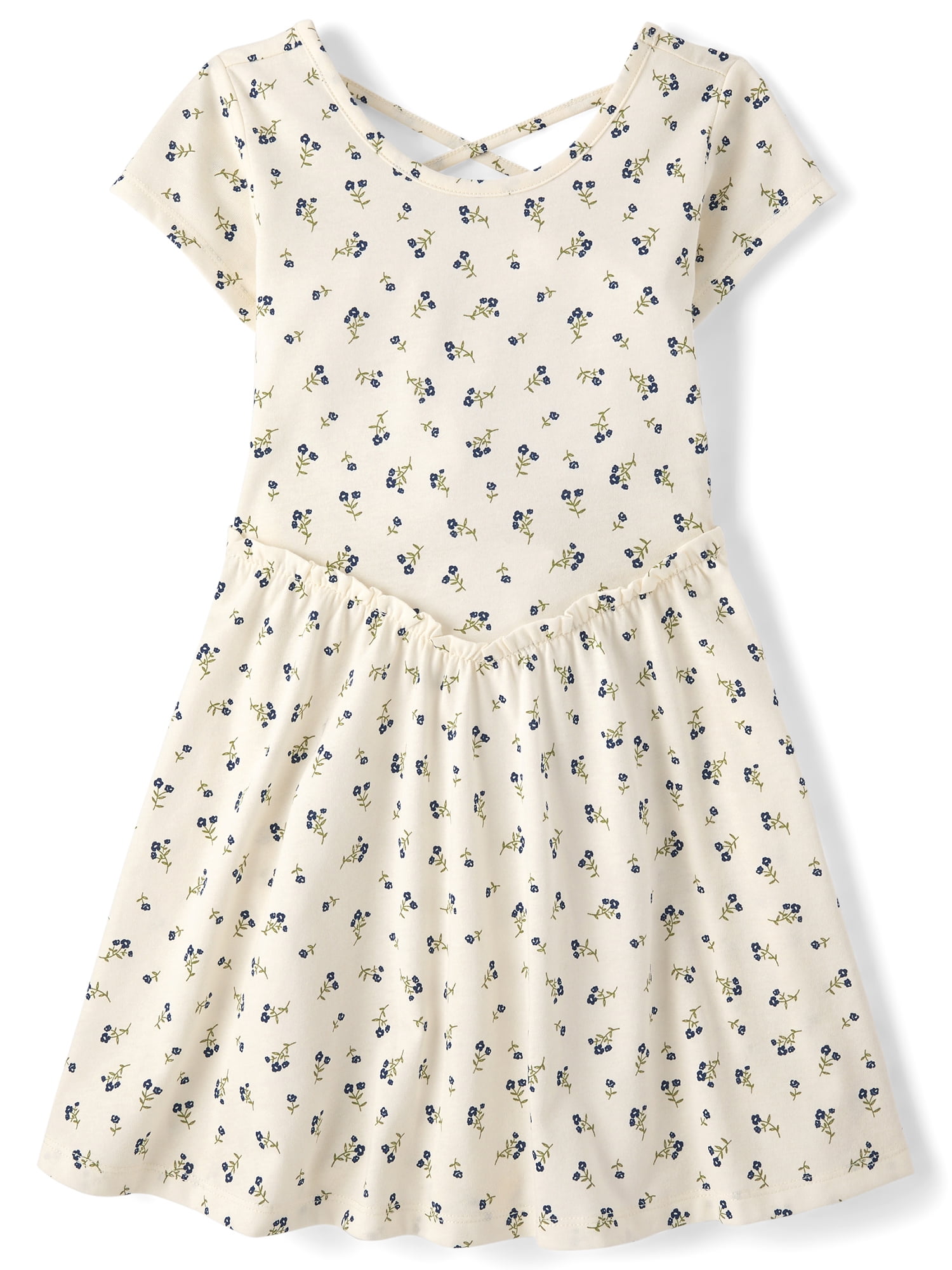 The Children's Place Girls Short Sleeve Cross Back Ruffle V-Waist Dress, Sizes XS-XXL