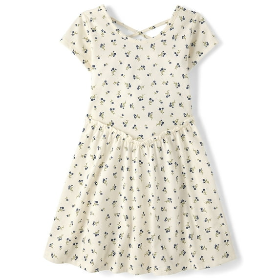 The Children's Place Girls Short Sleeve Cross Back Ruffle V-Waist Dress, Sizes XS-XXL