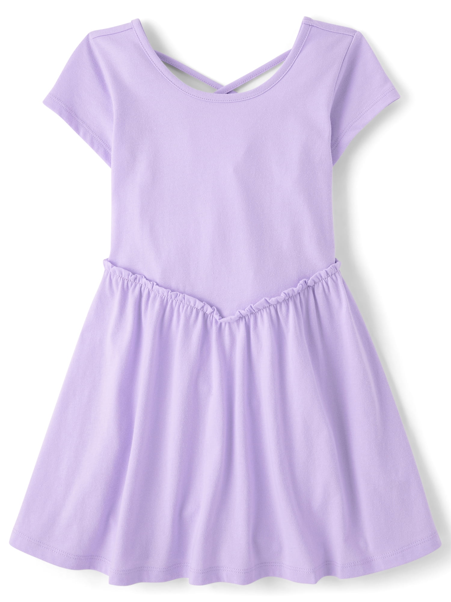 The Children's Place Girls Short Sleeve Cross Back Ruffle V-Waist Dress, Sizes XS-XXL