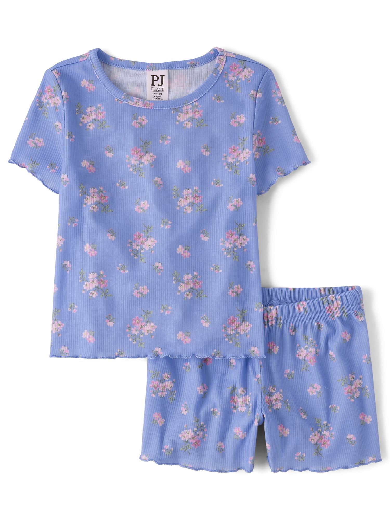 The Children's Place Girls Short Sleeve Floral Ribbed Pajamas, Sizes XS-XXL