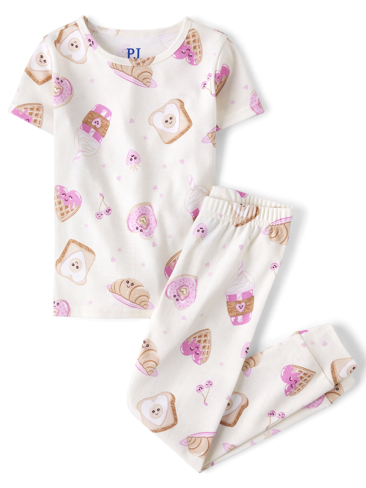 The Children's Place Girls Short Sleeve Hearts Print Snug Fit Cotton Pajamas, Sizes 4-16