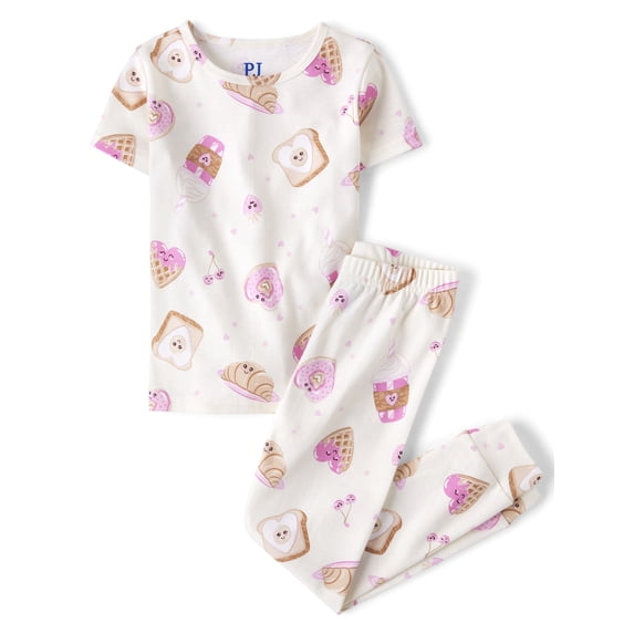 The Children's Place Girls Short Sleeve Hearts Print Snug Fit Cotton Pajamas, Sizes 4-16