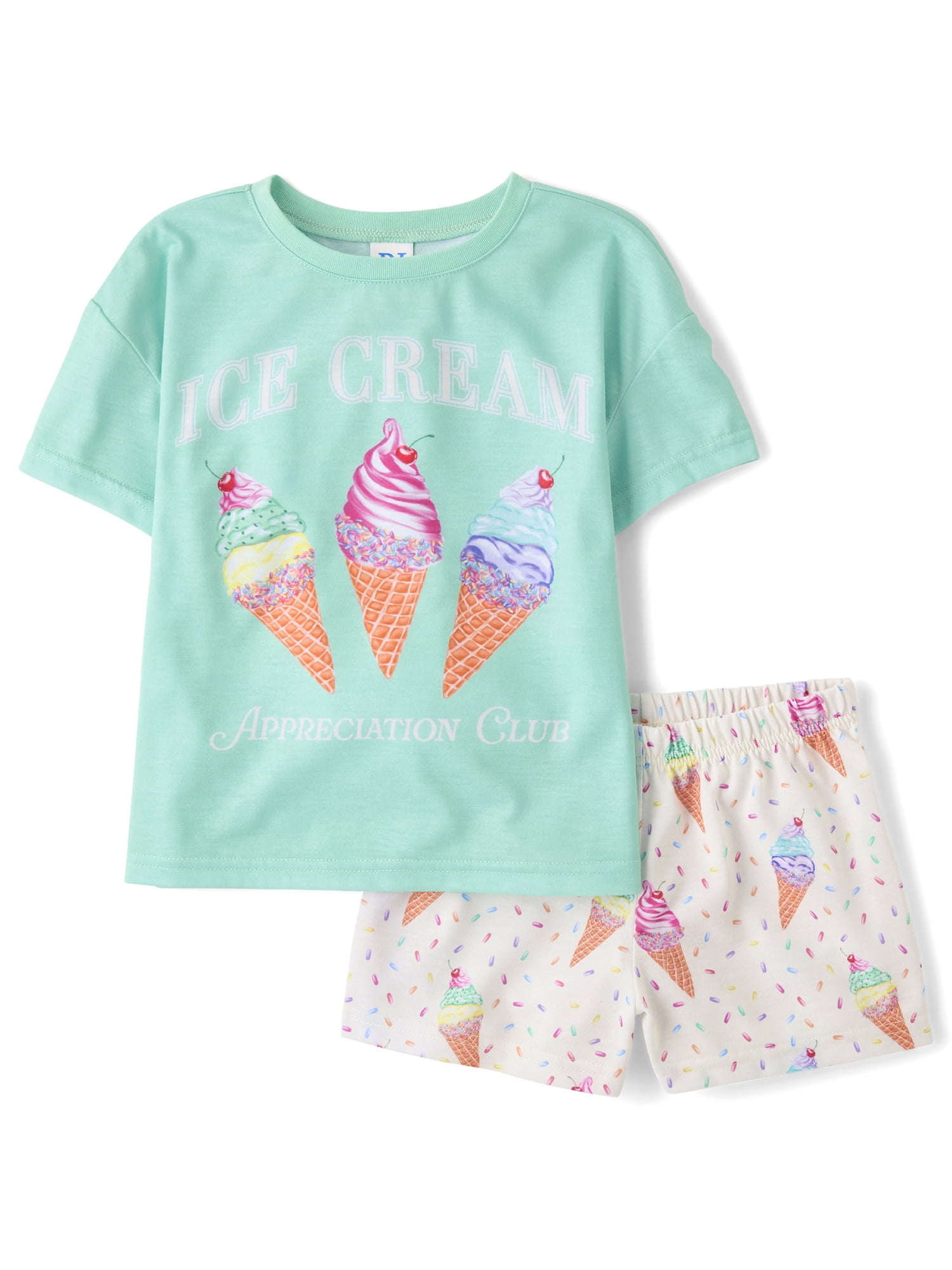 The Children's Place Girls Short Sleeve Ice Cream Club PJs, 2-Piece, Sizes XS-XXL