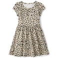 thumbnail image 1 of The Children's Place Girls Short Sleeve Leopard Keyhole Dress, Sizes XS-XXL, 1 of 3