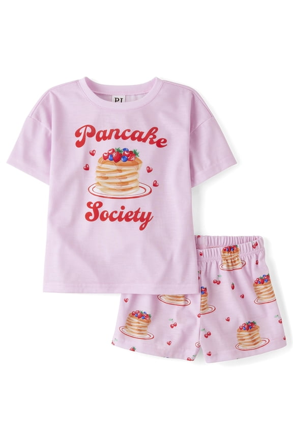 Girls Short Sleeve Pancake Society Pajamas, Sizes XS-XXL