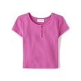 thumbnail image 1 of The Children's Place Girls Short Sleeve Pointelle Henley Top, Sizes XS-XXL, 1 of 3