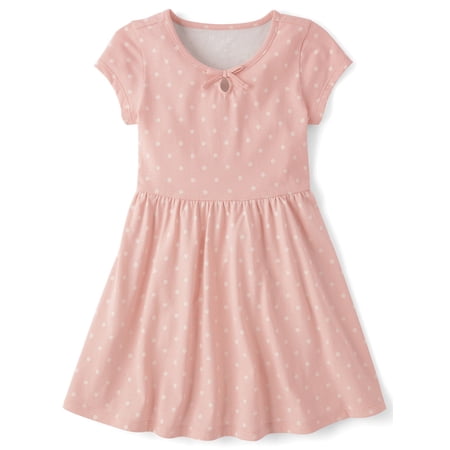 The Children's Place Girls Short Sleeve Polka Dot Keyhole Dress, Sizes XS-XXL