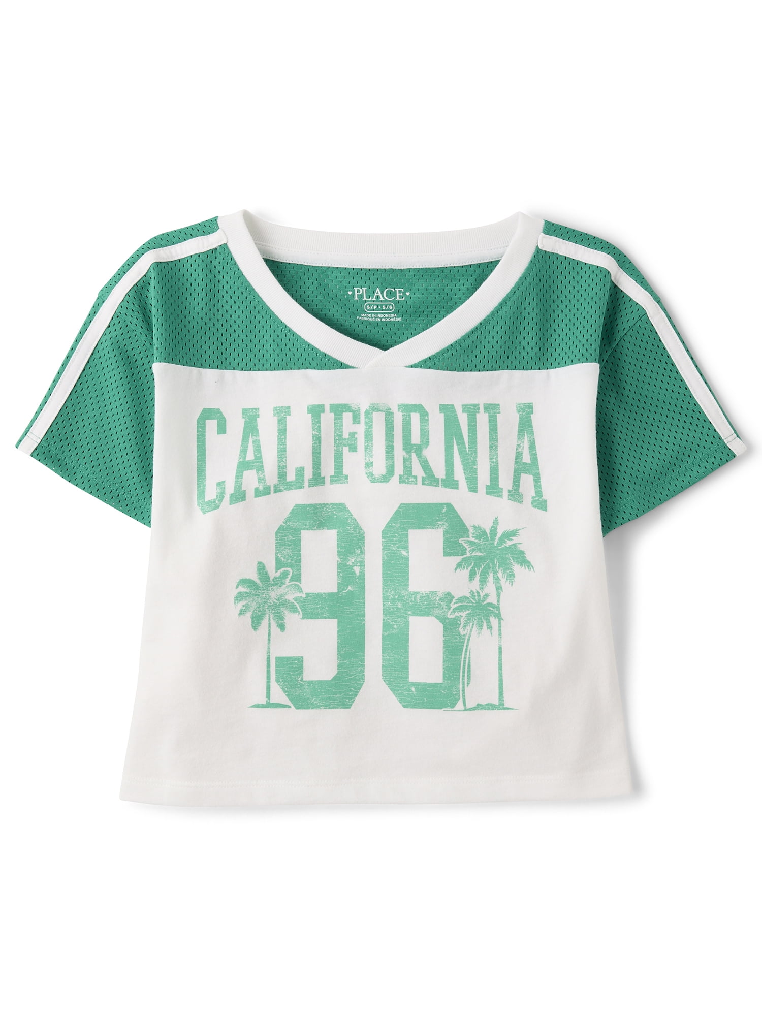 The Children's Place Girls Short Sleeve Quick Dry Mesh Cropped Football Tee, Sizes XS-XXL