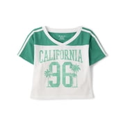 The Childrens Place Girls Short Sleeve Quick Dry Mesh Cropped Football Tee, Sizes XS-XXL