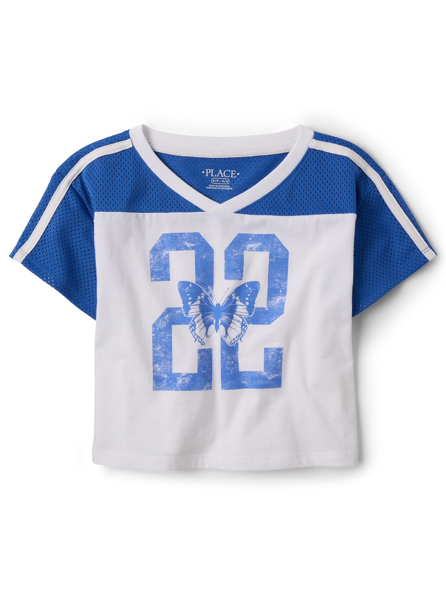 The Children's Place Girls Short Sleeve Quick Dry Mesh Cropped Football Tee, Sizes XS-XXL