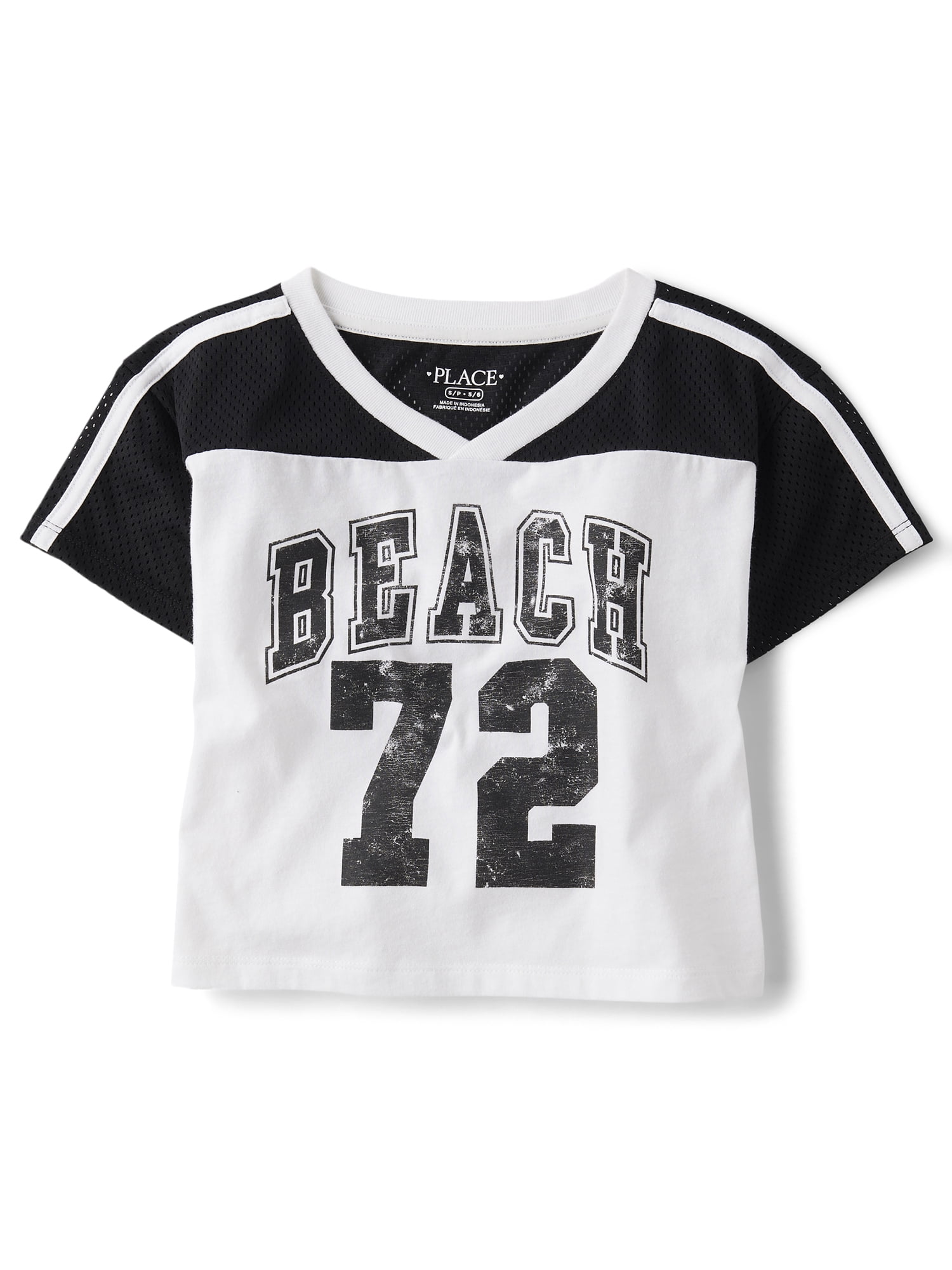 The Children's Place Girls Short Sleeve Quick Dry Mesh Cropped Football Tee, Sizes XS-XXL