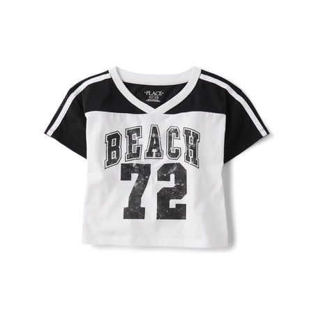 The Children's Place Girls Short Sleeve Quick Dry Mesh Cropped Football Tee, Sizes XS-XXL