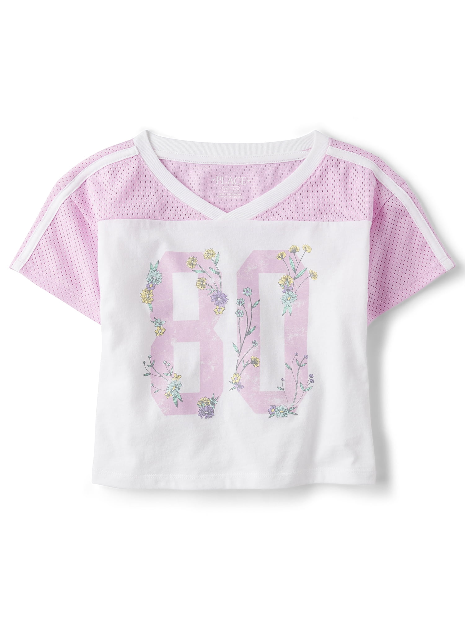 The Children's Place Girls Short Sleeve Quick Dry Mesh Cropped Football Tee, Sizes XS-XXL