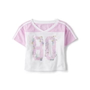 Girls Short Sleeve Quick Dry Mesh Cropped Football Tee, Sizes XS-XXL