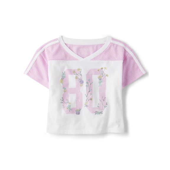 The Children's Place Girls Short Sleeve Quick Dry Mesh Cropped Football Tee, Sizes XS-XXL