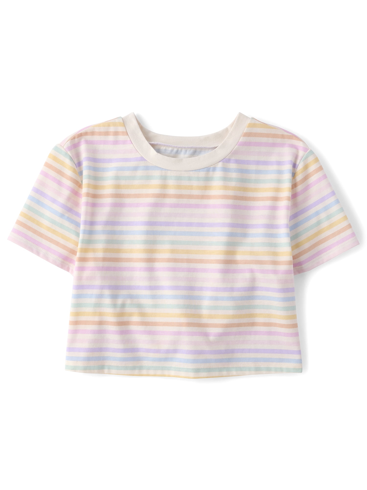 The Children's Place Girls Short Sleeve Rainbow Striped Tulip Top, Sizes XS-XXL