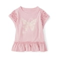 thumbnail image 1 of The Children's Place Girls Short Sleeve Rhinestone Crochet Peplum Top, Sizes XS-XXL, 1 of 4