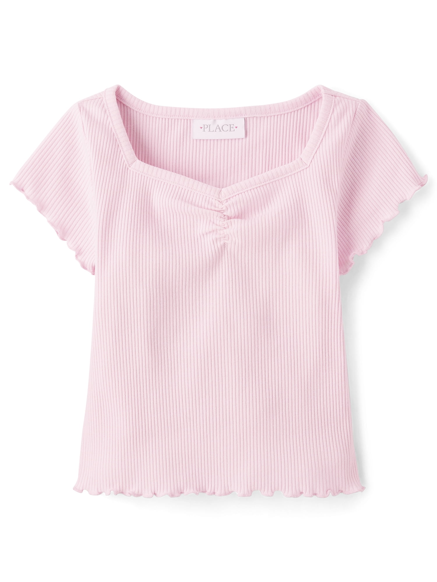 Girls Short Sleeve Ribbed Cropped T-Shirt, Sizes XS-XXL
