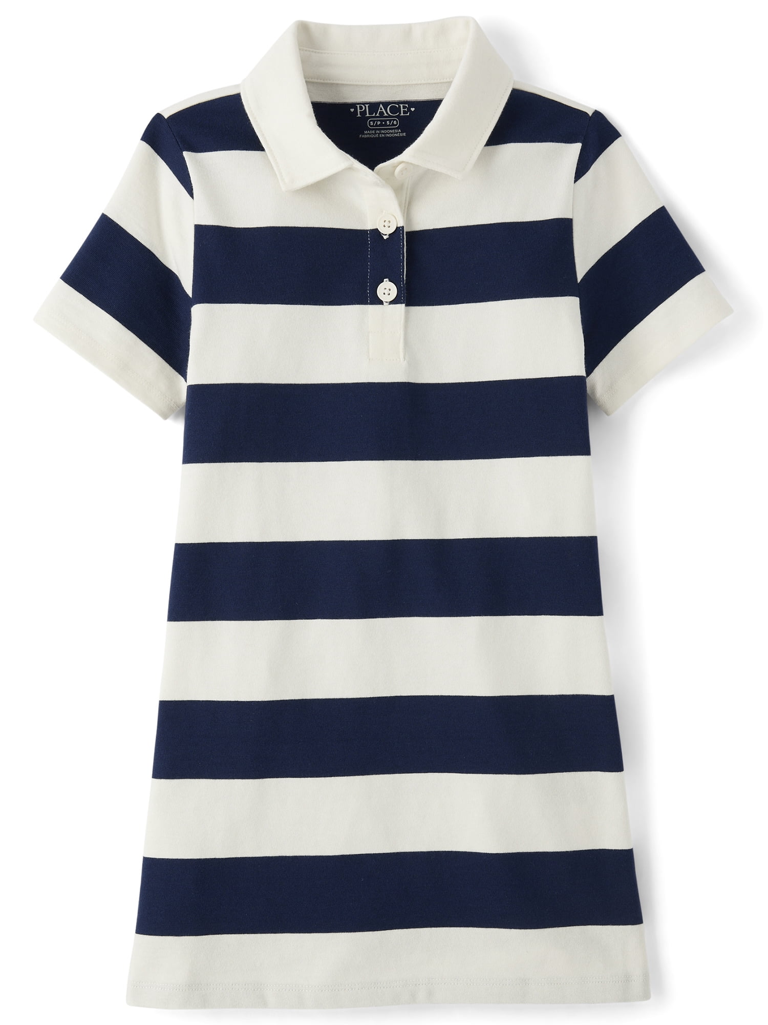 The Children's Place Girls Short Sleeve Striped Rugby Polo Dress, Sizes XS-XXL