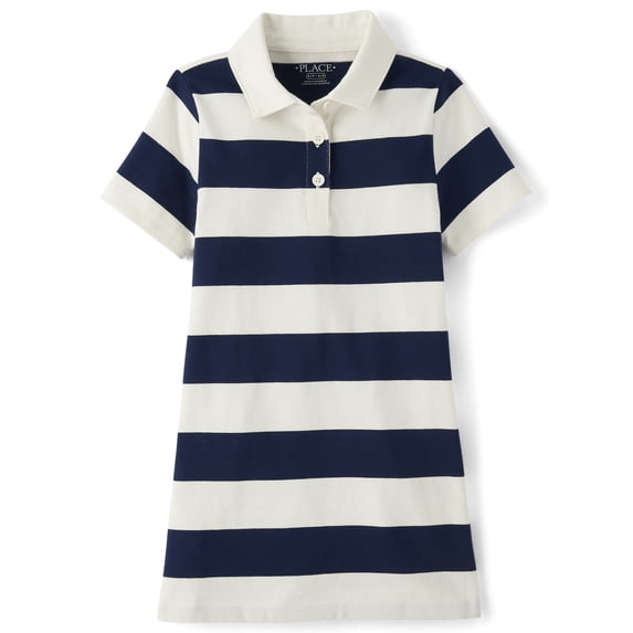 The Children's Place Girls Short Sleeve Striped Rugby Polo Dress, Sizes XS-XXL