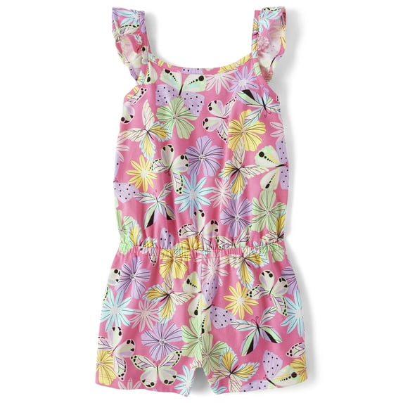 The Children's Place Girls' Print Romper with Ruffle Trim, Sizes XS-XXL