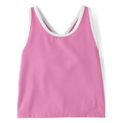 The Children's Place Girls Sleeveless Contrast Ribbed Cross Back Tank Top, Sizes XS-XXL
