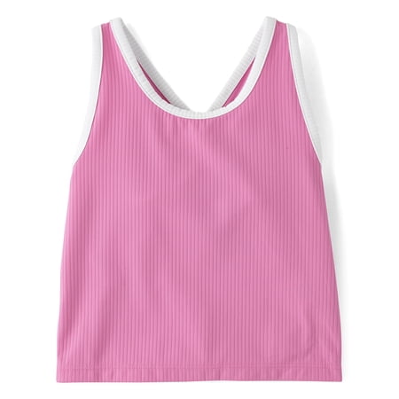The Children's Place Girls Sleeveless Contrast Ribbed Cross Back Tank Top, Sizes XS-XXL