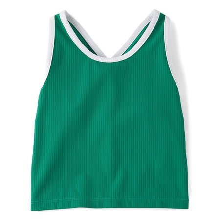 The Children's Place Girls Sleeveless Contrast Ribbed Cross Back Tank Top, Sizes XS-XXL