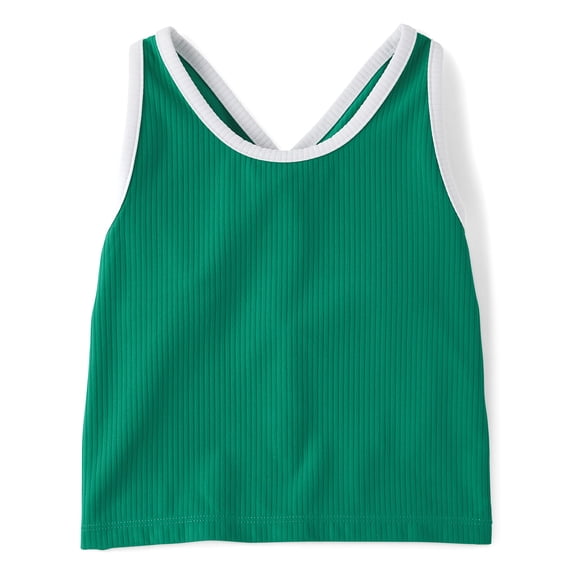 The Children's Place Girls Sleeveless Contrast Ribbed Cross Back Tank Top, Sizes XS-XXL