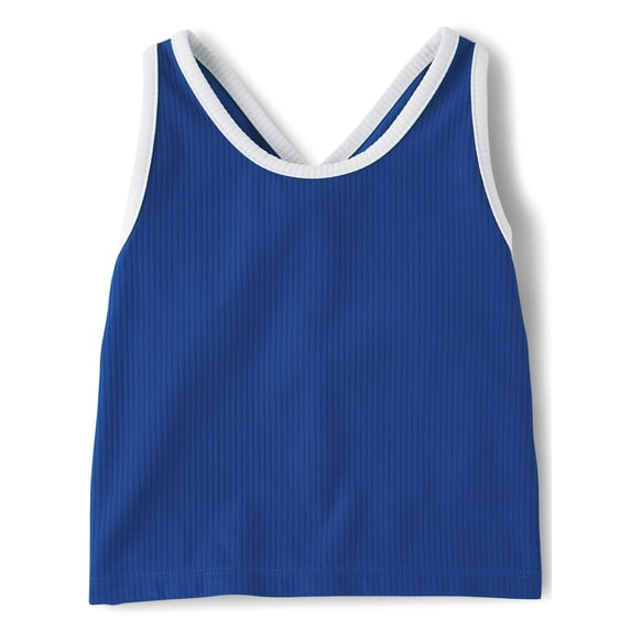The Children's Place Girls Sleeveless Contrast Ribbed Cross Back Tank Top, Sizes XS-XXL