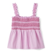 Girls Sleeveless Contrast Smocked Peplum Tank Top, Sizes XS-XXL