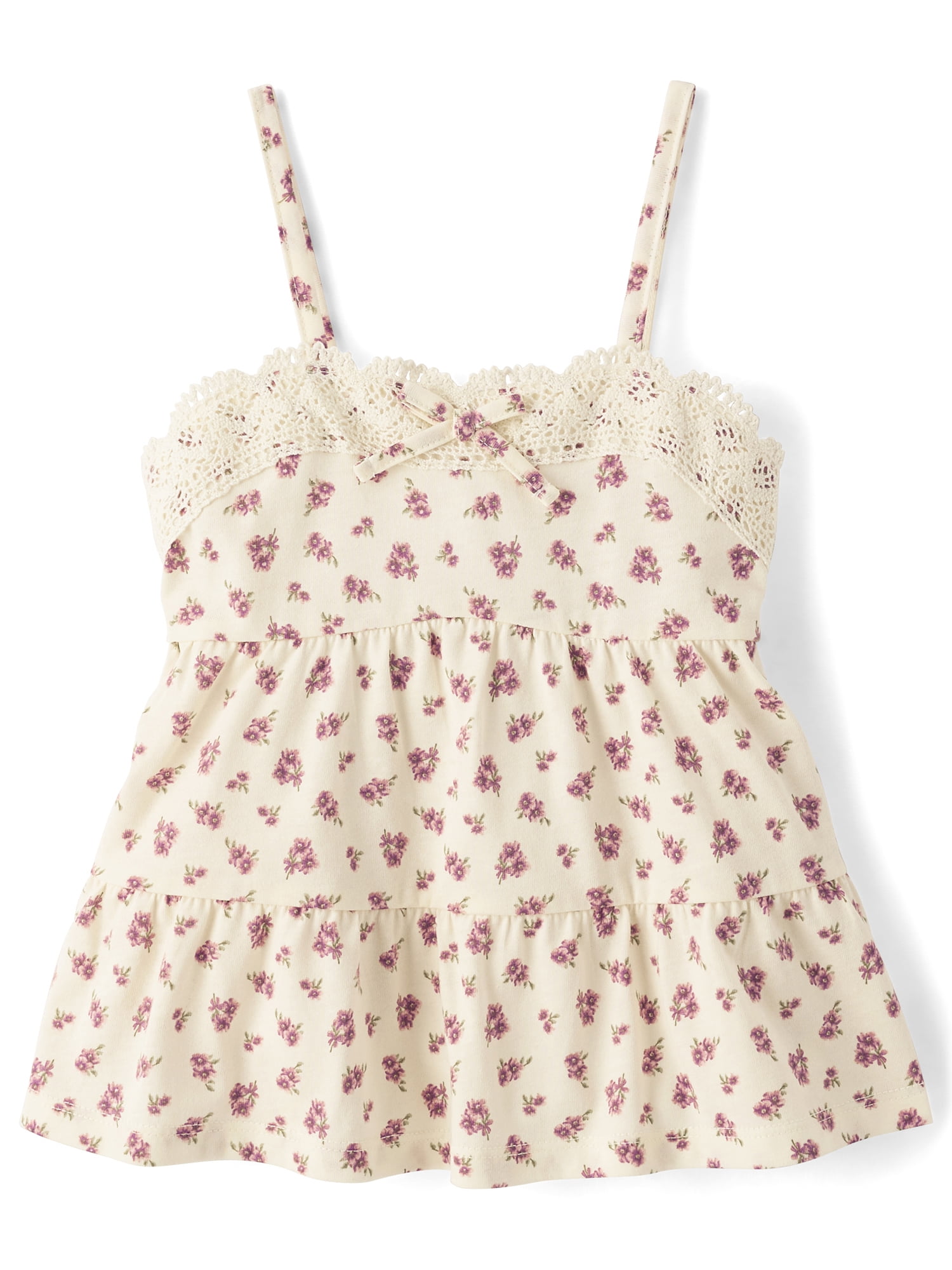 The Children's Place Girls Sleeveless Crochet Trim Tiered Tank Top, Sizes XS-XXL
