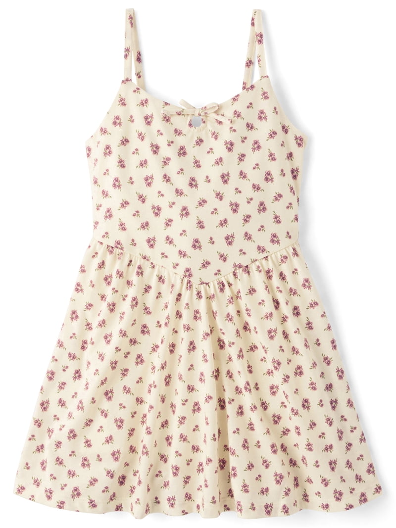 childrens place dress Girls Sleeveless Striped Lace Knit To Woven - ORANGE tiered body Girls Floral Cold Shoulder Ruffle
