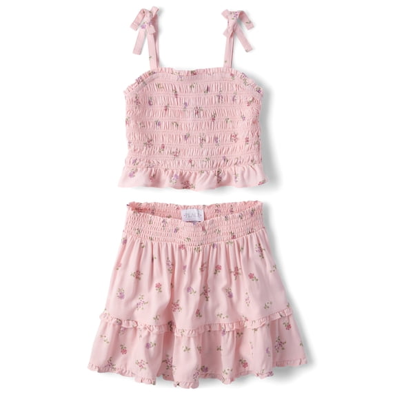 The Children's Place Girls Sleeveless Floral Ruffle Outfit Set, 2-Piece, Sizes XS-XXL