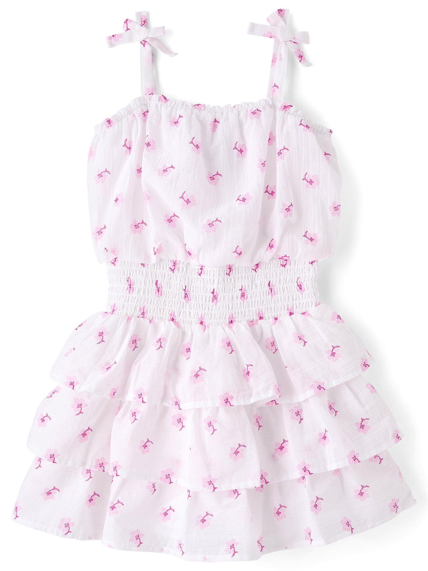 The Children's Place Girls Sleeveless Floral Smocked Flounce Dress, Sizes XS-XXL