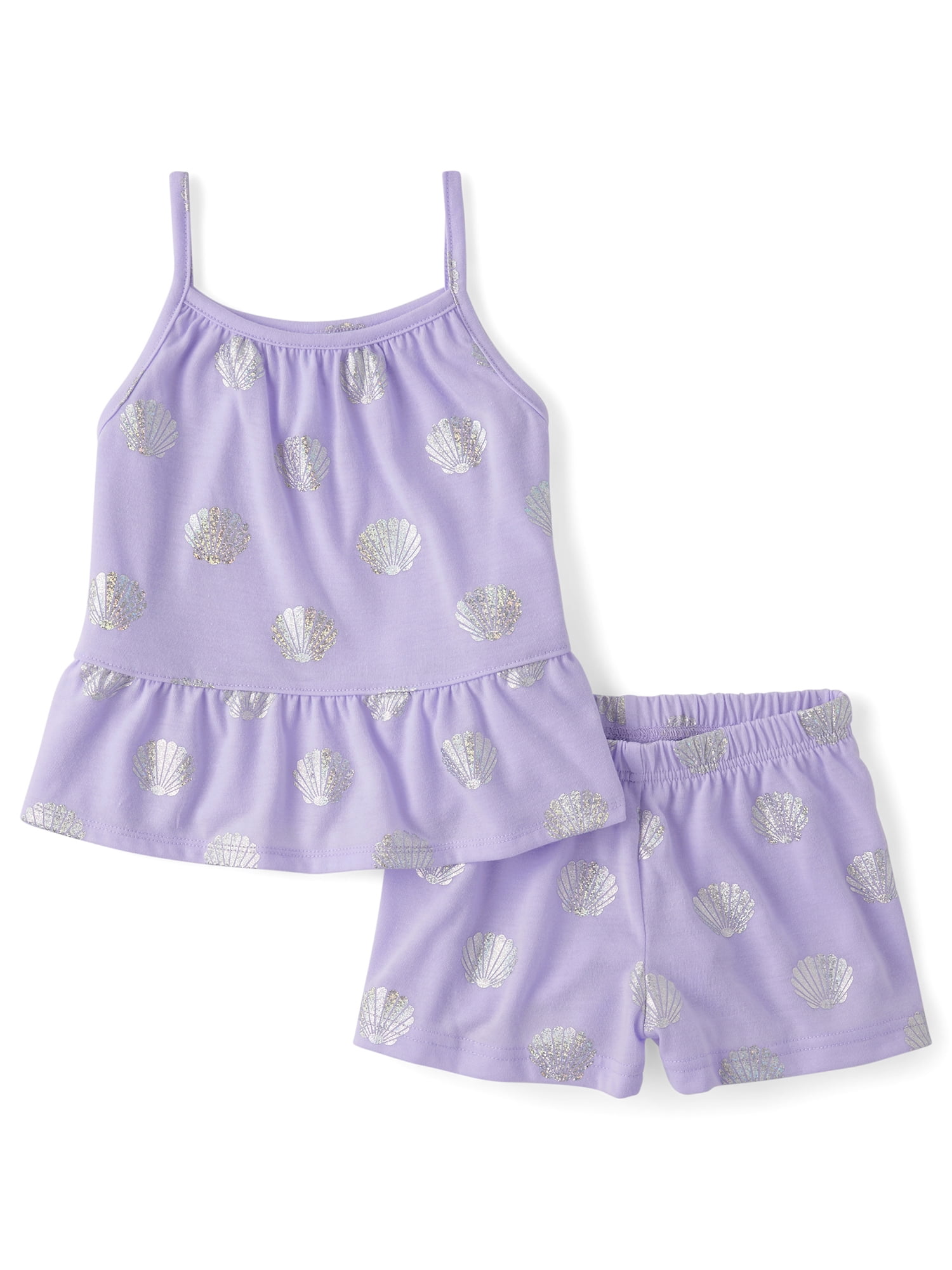 The Children's Place Girls Sleeveless Foil Seashell Print PJs, 2-Piece, Sizes XS-XXL