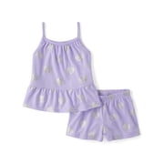 Girls Sleeveless Foil Seashell Print PJs, 2-Piece, Sizes XS-XXL