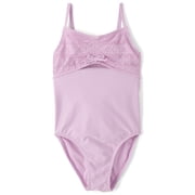 Girls Sleeveless Lace Cut-Out One Piece Swimsuit, Sizes XS-XXL