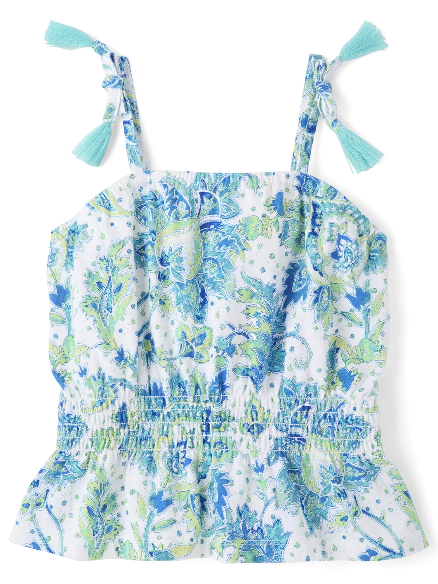 The Children's Place Girls Sleeveless Paisley Tassel Bow Shoulder Tank Top, Sizes XS-XXL