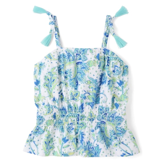 The Children's Place Girls Sleeveless Paisley Tassel Bow Shoulder Tank Top, Sizes XS-XXL