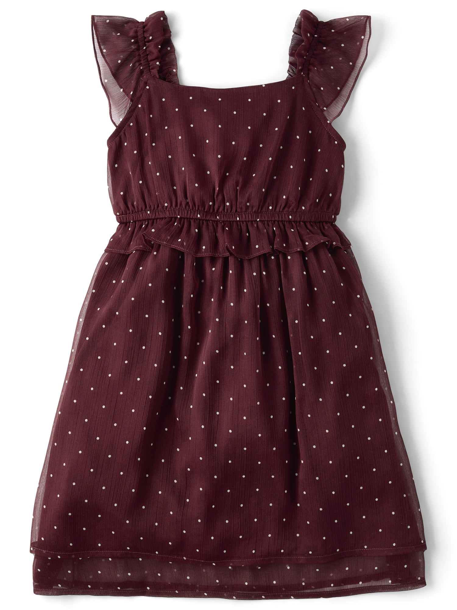 The Children's Place Girls Sleeveless Polka Dot Chiffon Flutter Dress, Sizes XS-XXL