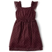 The Children's Place Girls Sleeveless Polka Dot Chiffon Flutter Dress, Sizes XS-XXL