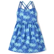 Girls Sleeveless Printed Cross Back Dress, Sizes XS-XXL