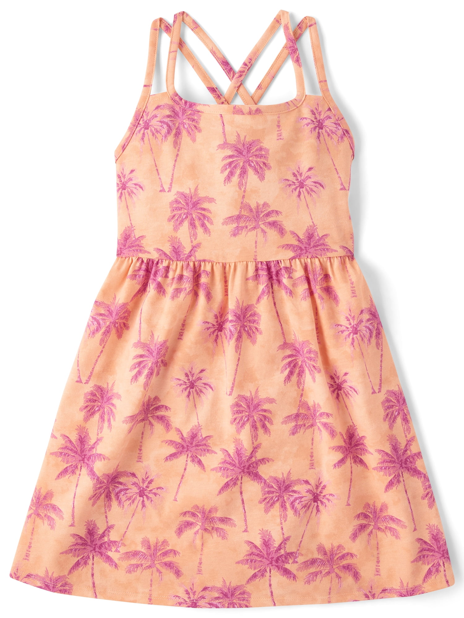 The Children's Place Girls Sleeveless Printed Cross Back Dress, Sizes XS-XXL