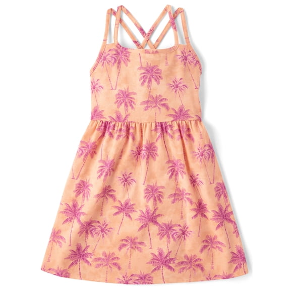 The Children's Place Girls Sleeveless Printed Cross Back Dress, Sizes XS-XXL