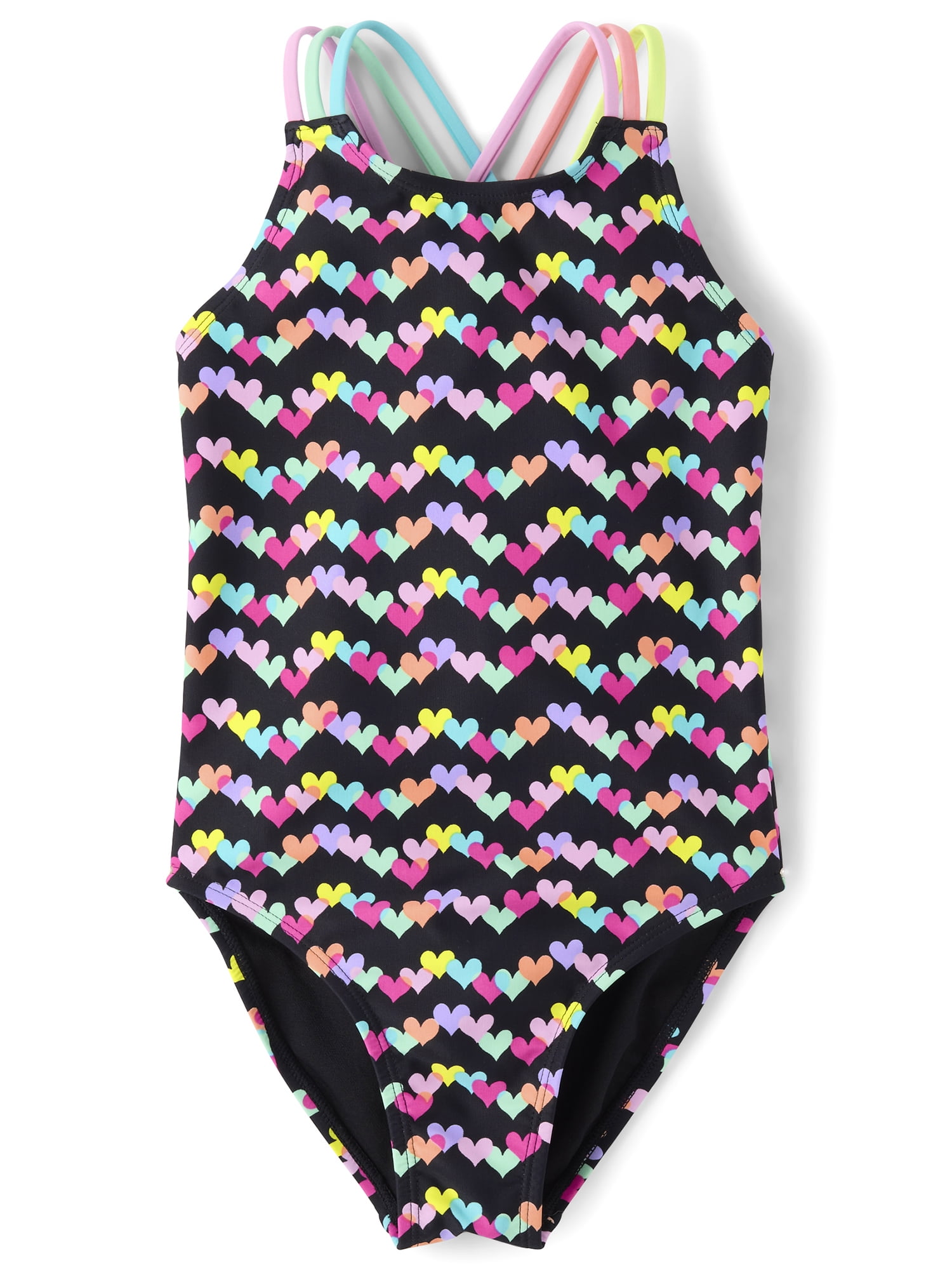The Children's Place Girls Sleeveless Printed Cross Back One Piece Swimsuit, Sizes XS-XXL
