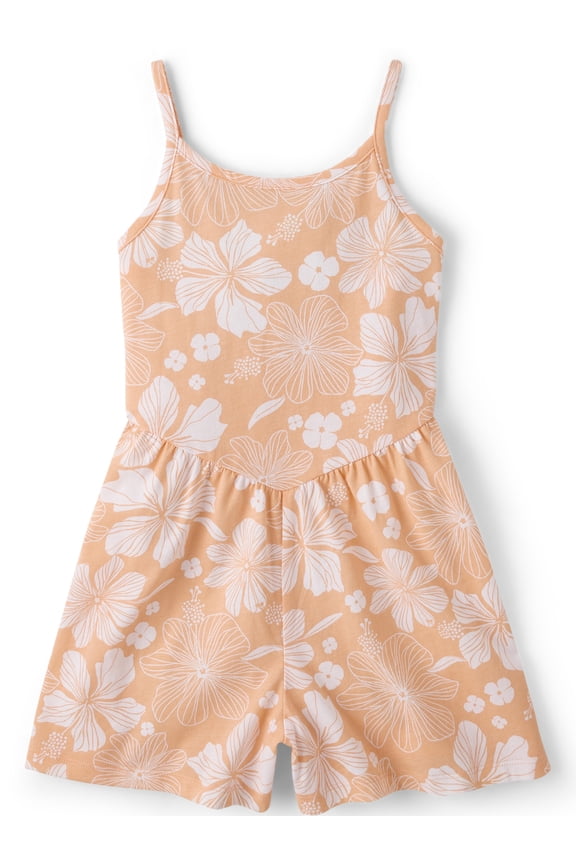Girls Sleeveless Printed V-Waist Flutter Romper, Sizes XS-XXL