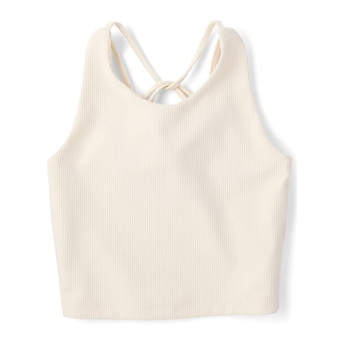 Girls Sleeveless Quick Dry Cross Back Ribbed Tank Top, Sizes XS-XXL