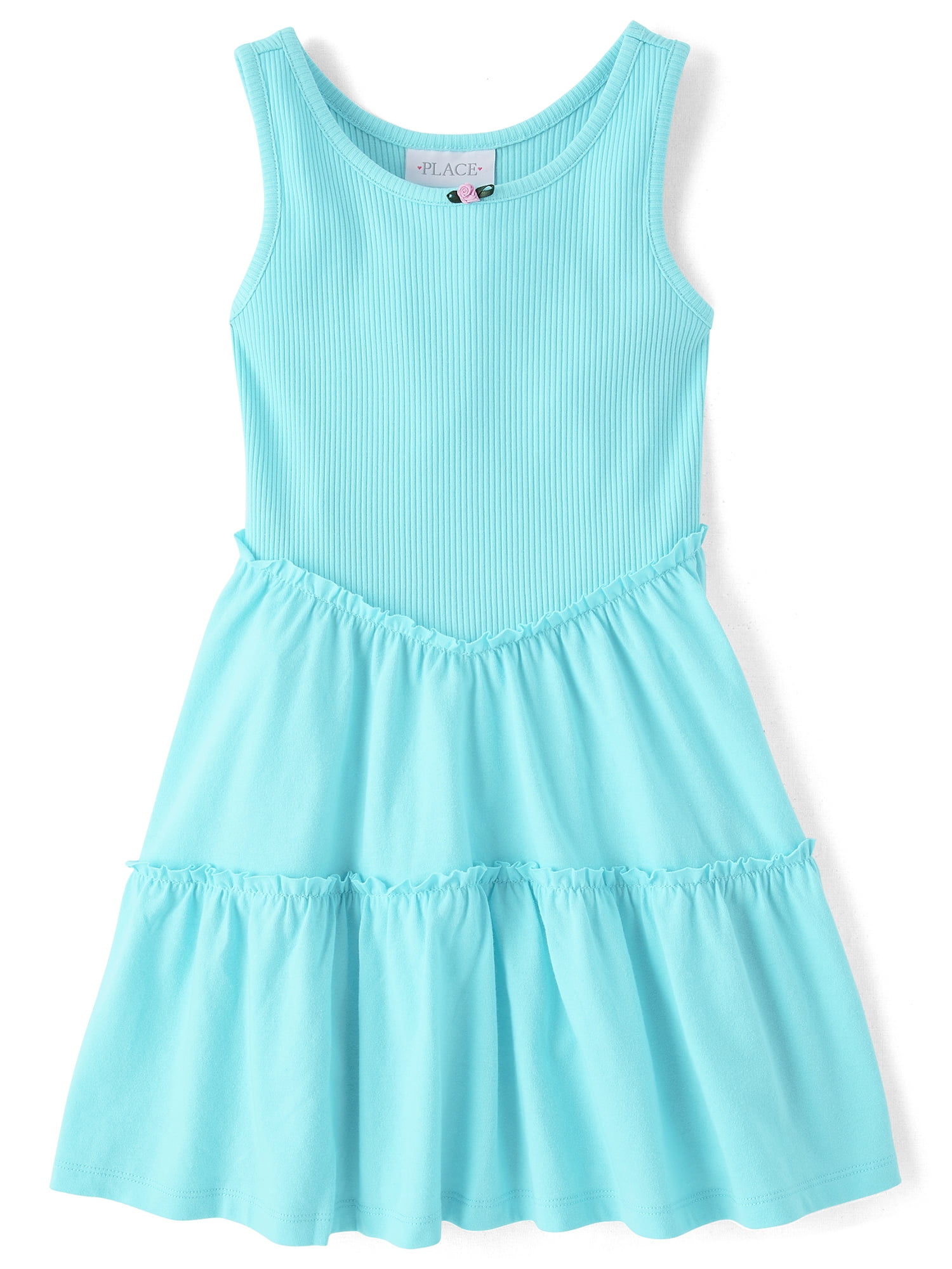 The Children's Place Girls Sleeveless Ribbed Tiered V-Waist Dress, Sizes XS-XXL