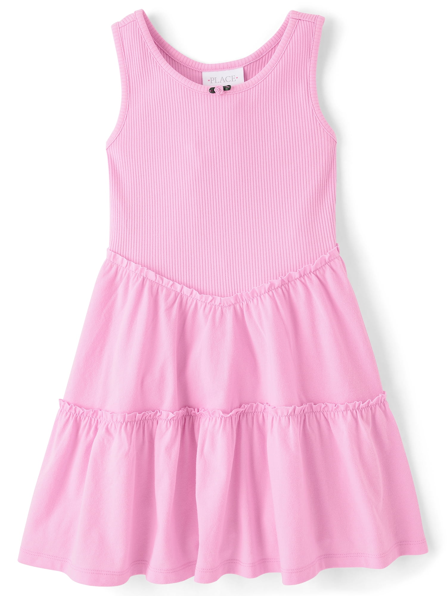 The Children's Place Girls Sleeveless Ribbed Tiered V-Waist Dress, Sizes XS-XXL